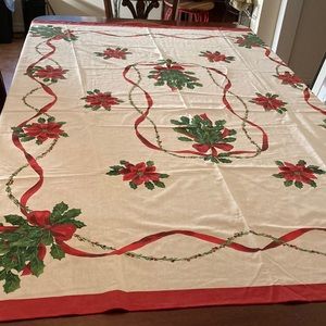 Fabric Christmas tablecloth.